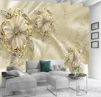 Custom 3d Wallpaper Golden Jewelry Flower European Style Palace Living Room Bedroom Background Wall Decoration Mural Wallpapers7955540
