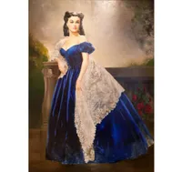 Klassisk konstporträtt Oljemålning Handmålad duk reproduktion Vacker kvinna Scarlett o Hara av Helen Carlton Elisabeth Vi6669563