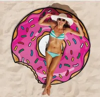 150cm round summer Beach Towel Donut Pizza Pineapple Large Round Microfiber Circle Tassels Watermelon Hamburger Cotton Bath Mat Se8152737