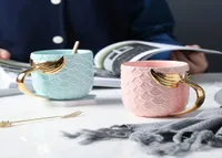 Creative Gold Coffee Mug Ceramic Morning Milk Cup Travel Cup Christms Present till flickv￤n Tabellery Heminredning 1PCS9611227