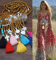 2020 Fashion Long chain Wooden Beads Boho Jewelry Womens Butterfly Heart Star Charms Colorful Tassel Necklace9243767
