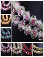 80pcs lampwork Flores facetadas Contas de vidro de 108 mm Floral Rondelle Acessórios para jóias DIY Pinglelet Pingente colar