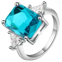Anéis de casamento Céu brilhante azul azul cúbico Zirconia Design de ouro prateado e preenchido bandas de amor dedo ring women jóias personalizadas ringen