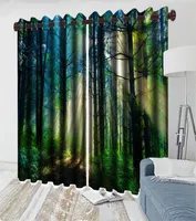 3D Modern Curtain Window Romantic Landscape 3D Curtain Dreamy Forest Park vardagsrum sovrum k￶k f￶nster blackout gardin8541202