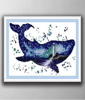 The world of whales Handmade Cross Stitch Craft Tools Embroidery Needlework sets counted print on canvas DMC 14CT 11CT1996275