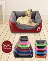 S3XL Fleece Dog Bed Pattren Waterproof Bottom Pet Sofa Mat Warm Dog Beds For Large Dogs Drop cama perro8999617