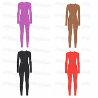 Long Sleeve Women Rompers Trendy Purple Brown Black Red Jumpsuit Padded Back Zipper Design One Piece Swimwear