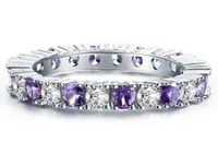 2017 Nuovo arrivo Whoucong Women Women Fashion Jewelry 925 Sterling Silver Amethyst Cz Diamond Party Classic Lady039s Band R3212578