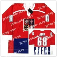 College Hockey draagt ​​zeldzame vintage #68 Jaromir Jagr Tsjechische Republiek Nationale team Hockey Jersey Custom Elke naam en nummer