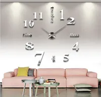 Whole2016 New Wall Clocks Reloj de Pared Watch 3D DIYアクリルミラーステッカーQuartzモダンホームデコレーション1806042