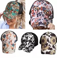 Ponytail Hat Criss Cross Washed Distressed Messy Buns Ponycaps Baseball Cap Trucker Mesh Hats1075761