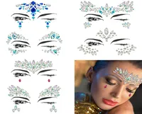Tijdelijke tatoeages Halloween Face Jewels Festival Women Mermaid Gems Glitter 6 Sets Rhinestone Rave Crystals Stickers Eyes Body AMX4083859