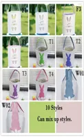 DHL Easter Egg Storage Basket Canvas Bunny Ear Bucket Creative Easter Gift Bag With Rabbit Tail Decoration 8 Styles6080129