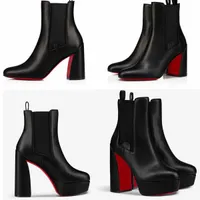 Winter women ankle boot black velvet suede leather shoes reds solel Turelastic and platform pumps side zipper black heeled lady high heels with box 35-43
