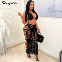 Serytee 2 Pcs Dress Sexy Knitted Two Piece Set Women Corchet Bikini Top And Hollow Out Maxi Skirt Beach Suit Summer Outfits Clothing 2022 Women's Clothing