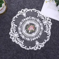 Table Cloth Lace Embroidery Decorative Tablecloth Candle Kitchen Accessories Retro Home Decor Flower White Beige Crochet Doily
