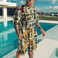 Men's Tracksuits Men's Fashion 3D T-Shirt Shorts 2 Piece Suit 2022 Summer Street Hip Hop Sports Casual Male Clothes Round Neck Tracksuit