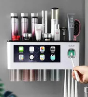Magnetic Adsorption Toothbrush Holder Automatic Toothpaste Squeezer Household WallMounted Storage Rack Bathroom Accessories Set X6158498