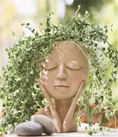 女の子フェイスヘッドフラワープランタージューシーな植物コンテナポットポットフィギュア庭園装飾北欧の卓上飾りH5 220527352561
