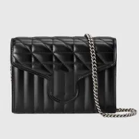 474575 Marmont Matelasse Quilted Mini Bag Chain Plaid Wallet Women Wather Crossbody Bags 20cm Aria Collection 4 Colors CR299A