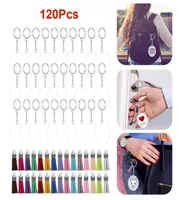 120Pcs Transparent Acrylic Keychain Blanks Set Round Pendant Charm Tassel Jump Rings DIY Chain Keyring Set Perfect Party Favors8567050