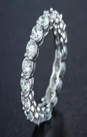 Brand Desgin Whole Sparkling Fashion Jewelry 925 Sterling Silver Round Cut White Topaz CZ Diamond Women Wedding Band Ring Size6795104