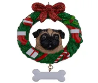 Maxora Yellow Pug Dog Resin Crafts Shiny Personalized Christmas Ornament Hand Painted For Pug Owners gifts or Home Decor1876099