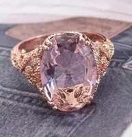 Rose Gold Big Crystal CZ Stone Wedding Ring For Women Unique Design Female Engagement Rings Jewelry5589797
