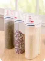 Nowe przenośne wiadro ryżowe z filiżanką kuchni Różne ziarna magazynowe plastikowe puszki puszki zbożowe do przechowywania żywności puszki1602946