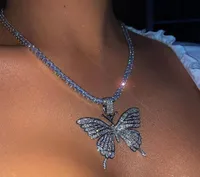 Butterfly Necklace Gold Silver Rosegold Iced Out Tennis Chain CZ Hip Hop Bling Mens Necklaces Diamond Jewelry26675417945
