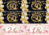 Party Decoration 30th 40th 50th 60th Happy Birthday Backdrop Banner Black And Gold Glitter Poster For Men Women DecorationsParty1720284