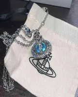 Pinkcat Imperatriz Dowager Vivi Limited Edition Gradiente azul Crystal Glass Ball Orb Saturn Colar Chain Chain2549401