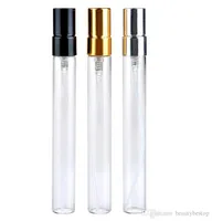 10 ml mini garrafas de perfume de vidro amostra spray garrafas de fragr￢ncia reabastecida ATOMizador de frascos de vidro com garrafa de vidro com tampa de prata de ouro preto1344445