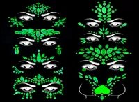 Temporary Tattoos Meredmore 8sets Noctilucent Face Gems Body Stickers Glow In The Dark Luminous Jewels Fluorescent Tattoo Crystals5979880