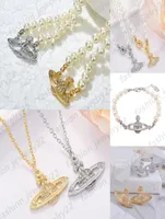 Perlenhalsketten Stift Saturn Halskette Designer Schmuck Armband Ohrring Perlen Mutter des Perlenanh￤ngers Diamant Kupfer 18k Gold 3802606
