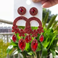 Dangle Earrings 2022 Brand Women Baroque Big Glass Crystal Rhinestones Drop For Wedding Jewelry Luxury Shiny