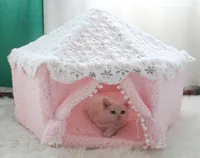 Kennes Pens Sweet Cat Bed Namiot wygodny różowy dom pet bawełna budy przenośny kotek TEEPEE SOTELATE Sleeping Mat Produkt 8424130