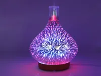 Fragrance Lamps 3D Fireworks Glass Humidifier LED colorful Night Light Aromatherapy Machine Essential Oil Diffuser by sea ship GGA2069545
