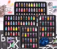 12 24 48 flaskor f￤rgglada blandade nagelkonst paljetter glitter nagelpulver pigment 3D ultratin klisterm￤rken flingor manikyrdekorationer se7174062
