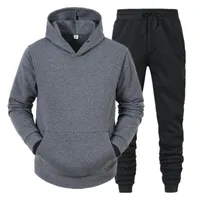 Men s Tracksuits Sets Hoodies Pants Fleece Solid Pullovers Jackets Sweatershirts Sweatpants Hooded Streetwear Outfits 221208