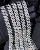 Collares de cadena cubana de Prong Micro Pave de 15 mm HIPHOP COMPLETO Joyer￭a de diamantes de imitaci￳n para hombres2160125