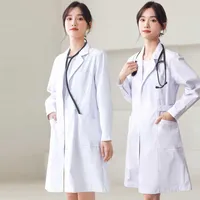 Lab Coat Notched Collar Medical Uniforms Long Sleeve Nursing Uniform Cotton Doctor Work Clothes Short Sleeve Nurse Dress White