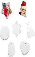 blank Sublimation Ceramic pendant White christmas decoration Creative ornaments Heat transfer Printing DIY heart round decor 8styl5584837