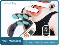 6 Heads Smart Electric Neck and Back Pulse Massager TENS Wireless Heat Cervical Vertebra Relax Pain Kneading Massage Machine5583785