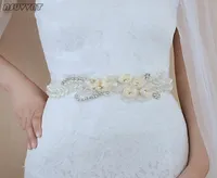 Wedding Sashes Fashion Rhinestone Bloemen en Pearl Bridal Sash kralenlint voor vrouwen Girl Party Dress UP4911902