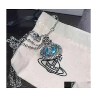 Anh￤nger Halsketten Pinkcat Kaiser Witwe Vivi Limited Edition Gradienten Blau Kristall Glasball Kugel Halskette Vielseitige Kette Drop de dhis0