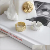 Band Rings Sier Open Ring For Women Ins Niche Irregar Wave Sand Surface Wide Original Party Birthday Gift Drop Delivery Jewelry Dhcfo