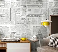 Wit oude Engelse brief krant Vintage behang Feature Functie Wall Paper Roll voor Bar Cafe Coffee Shop Restaurant6223346