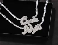 Einzigartige Mode -Custome -Namensbuchstaben Halskette Gold plattiert Bling Icy CZ Brief Anh￤nger Halskette mit 4 mm 20 -Zoll -CZ -Tenniskette f￼r M1187708