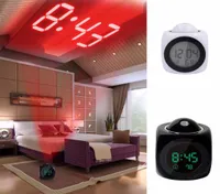 LCD Projection LED Display Time Digital Alarm Clock Talking Voice Prompt Thermometer Prevent Snooze Functional Desk Alarm Clock DH2061404